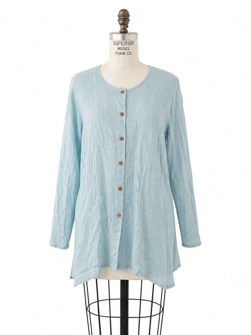 FLAX 100% Linen Button Front Tunic Top Large